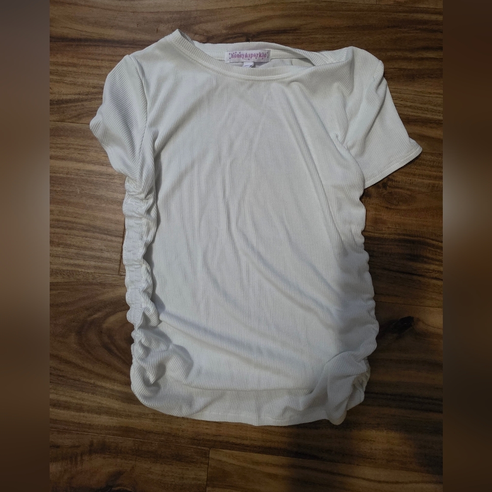 White Ruched Kids Top